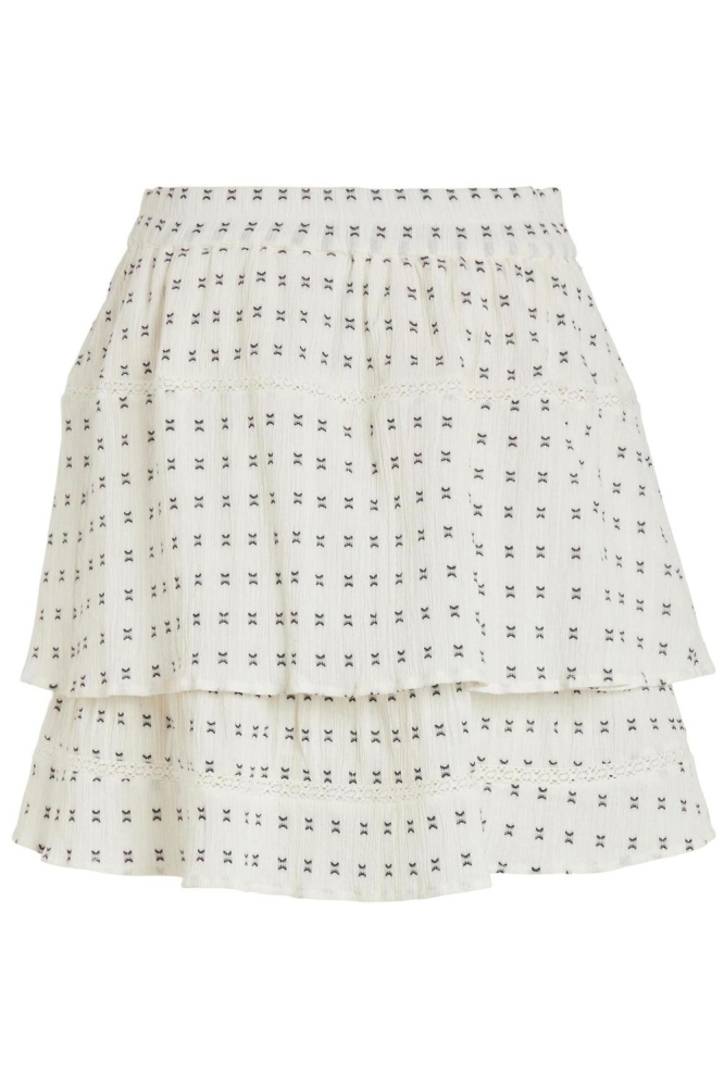 VIWILL HW SHORT SKIRT 14085011 Birch/Black emb