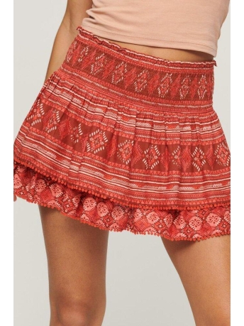 Superdry Rok VINTAGE TIERED MINI SKIRT W7210264A RED GEO PRINT MIX