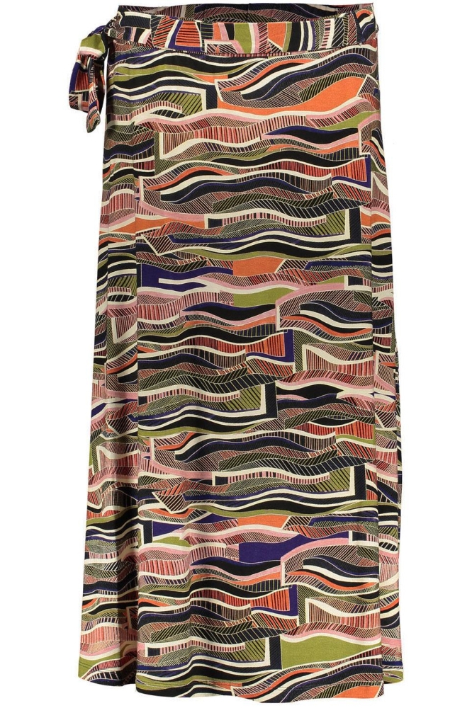 MIDI ROK STRAP ALLOVER PRINT 36101 60 JILL Army/Black/Terra