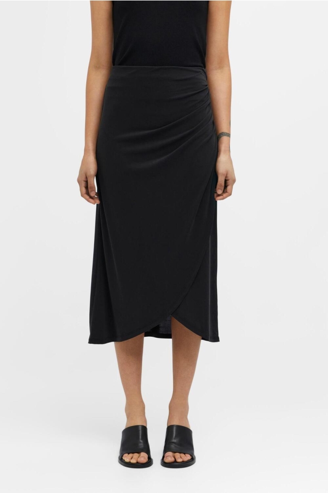 OBJANNIE HW DRAPE SKIRT NOOS 23040619 BLACK