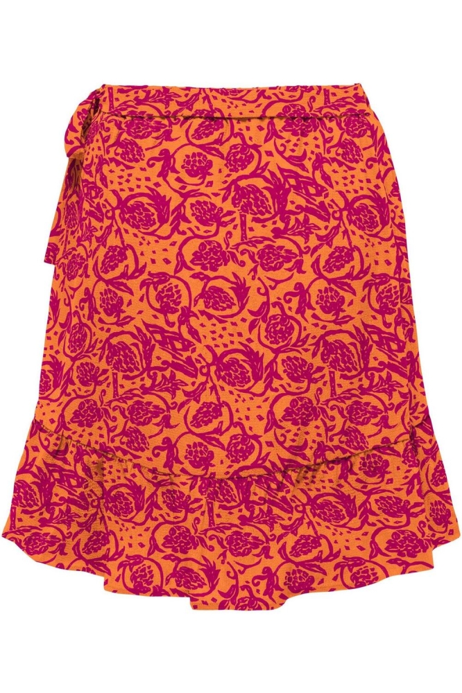 ONLNOVA LIFE MERLE SHORT SKIRT AOP 15258352 FLAME ORANGE/429 Maribe