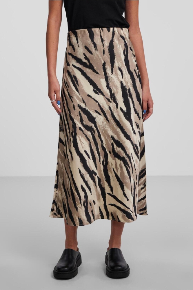 PCFEI HW MIDI SKIRT 17145469 Frosted Almond/Tiger