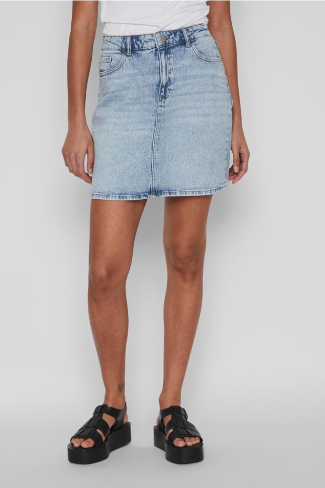 Vila blauwe dames rok | Model vooraanzicht
