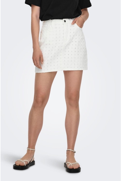 Only onlmaddie hw white punch dnm skirt