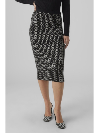 Vero Moda Rok VMGOLDNEEDLE ART 7/8 PENCIL SKIRT 10290623 Black/W. BIRCH