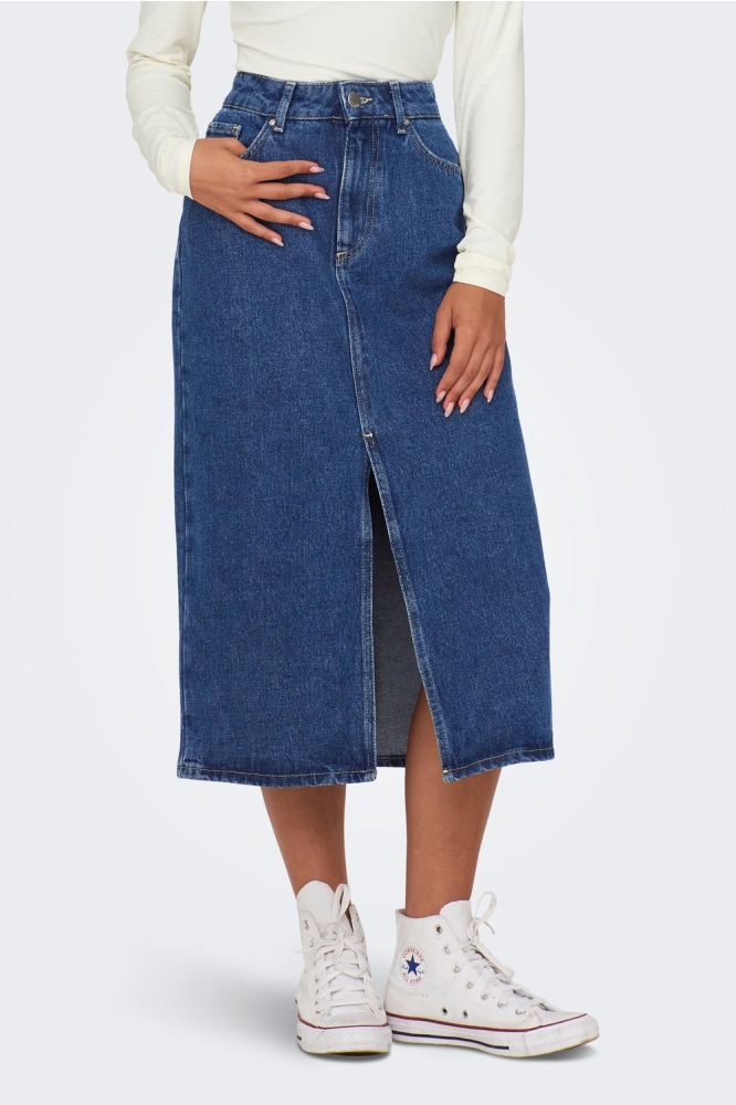Only blauwe dames rok | Model vooraanzicht