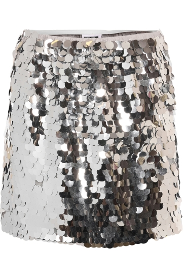 Noisy may Rok NMSMILA MINI SEQUIN SKIRT WVN 27033784 SILVER COLOUR