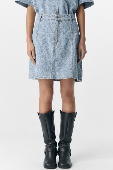 Object Rok OBJMIRWA RE MW SHORT DNM SKIRT 138 23046422 LIGHT BLUE DENIM/PATTERN