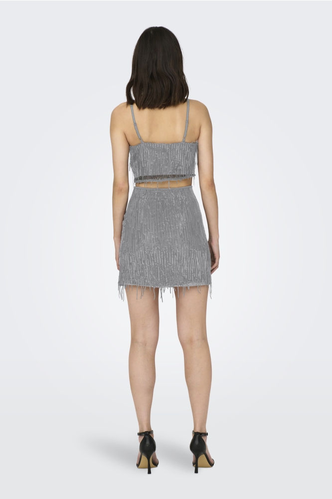 Only zilveren dames rok | Model achteraanzicht