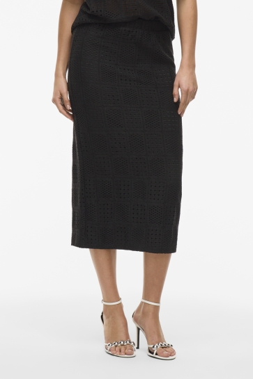 Vila Rok VINOVIRA HW MIDI SKIRT 14106576 BLACK BEAUTY