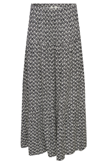 Jacqueline de Yong Rok JDYSEZEN MW MAXI SKIRT WVN DIA 15354979 CLOUD DANCER/03-25-26 BLACK GRAPHIC