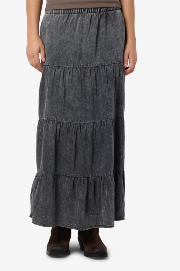 Noisy may Rok NMOREGON NW DENIM ACID MAXI SKIRT B 27034665 BLACK/WASHED