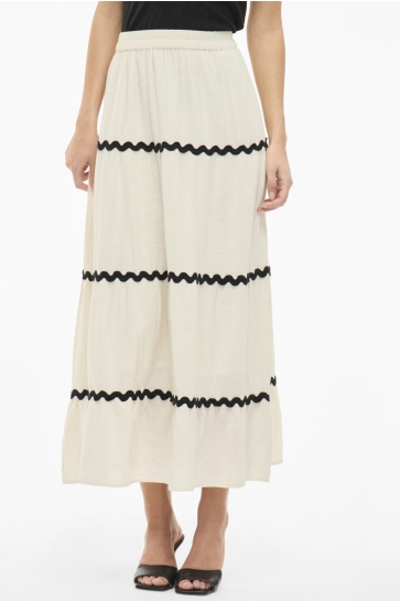 Vila Rok VIMANDA WAVY HW MAXI SKIRT 14106794 BIRCH/BLACK BEAUTY