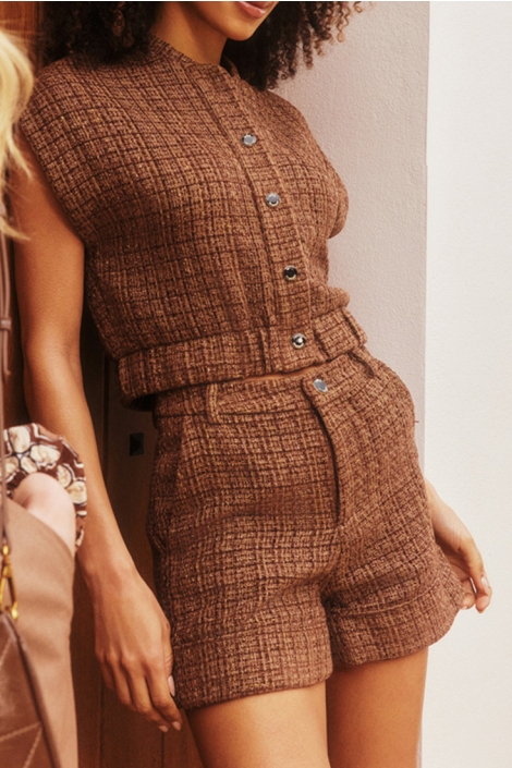 Lofty Manner bruine dames korte broek | Model vooraanzicht