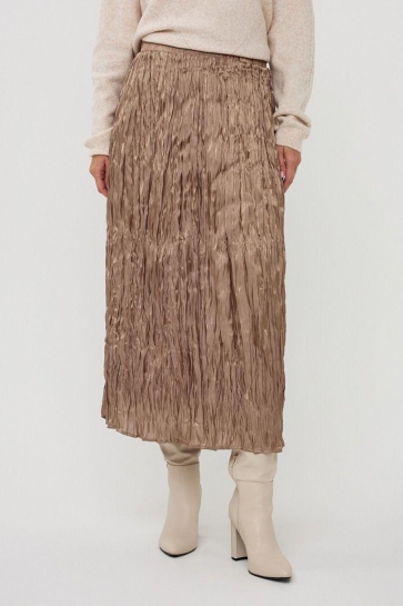 EsQualo Rok SKIRT PLISSE CHANGEANT F25 28500 760 taupe