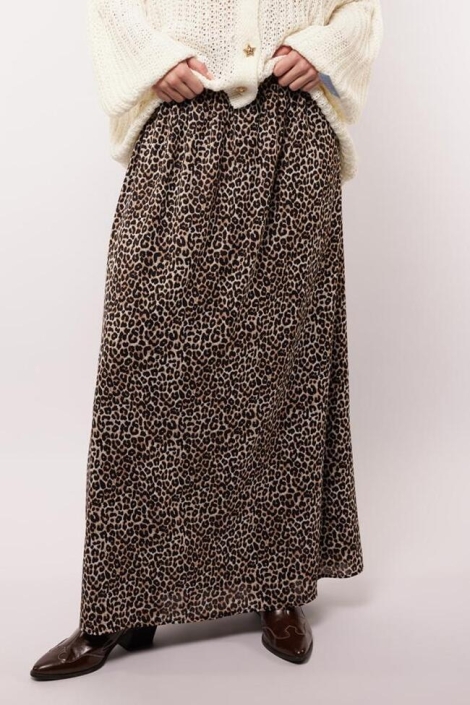 Fluresk camel dames rok | Model vooraanzicht