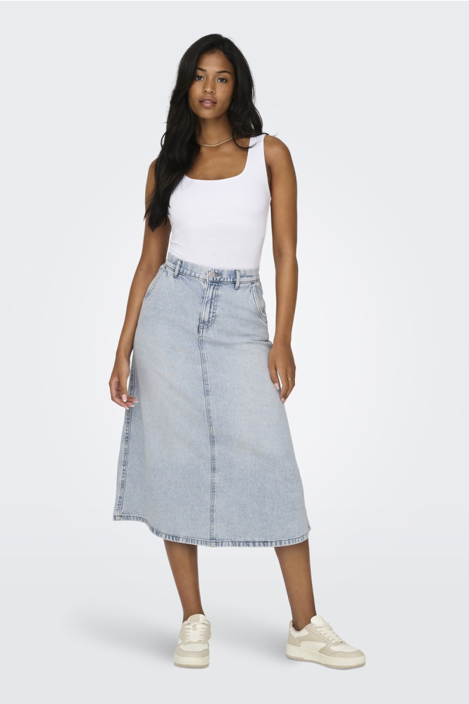 Only blauwe dames rok | Model vooraanzicht