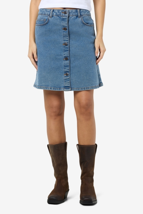 Noisy may blauwe dames rok | Model vooraanzicht