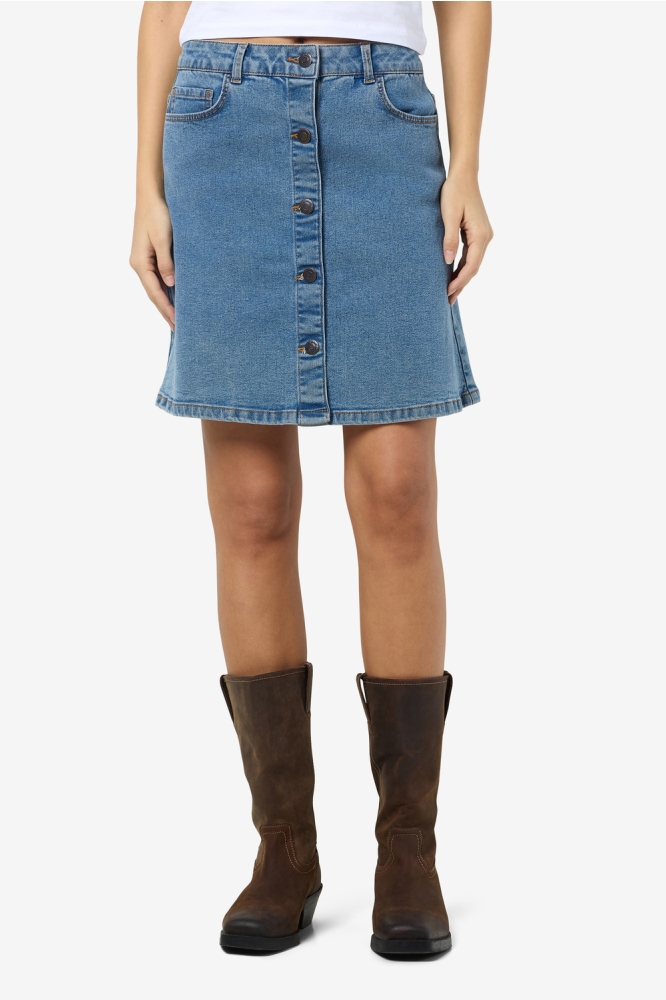 Noisy may blauwe dames rok | Model vooraanzicht