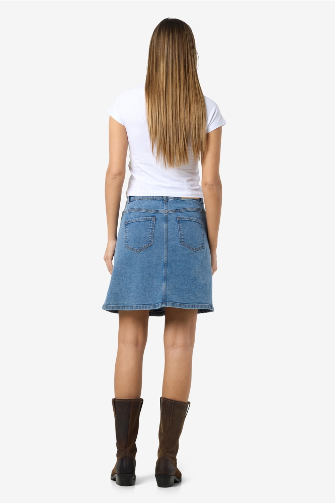 Noisy may blauwe dames rok | Model achteraanzicht