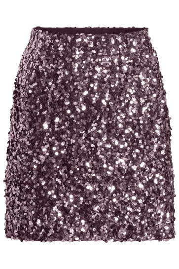 Vila Rok VIFAITH HW SHORT SEQUIN SKIRT/VOL/L 14104833 Fig