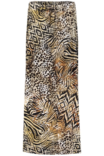 Geisha Rok ISA JERSEY MAXI ROK MET PRINT 56352 60 000775 BROWN/BLACK