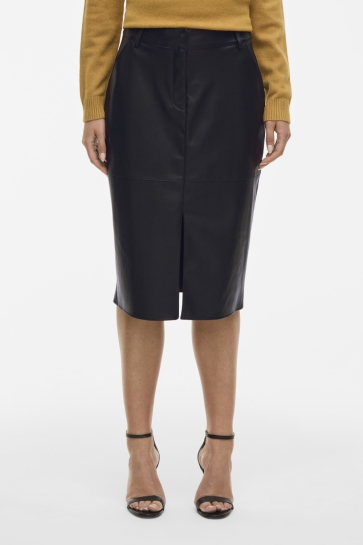 Vila Rok VIDAGMAR HW MIDI COATED SKIRT - NOO 14105132 Black