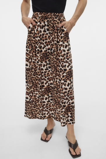 Vero Moda Rok VMEASY JOY MAXI SLIT SKIRT WVN GA 10302047 TAN/LEO