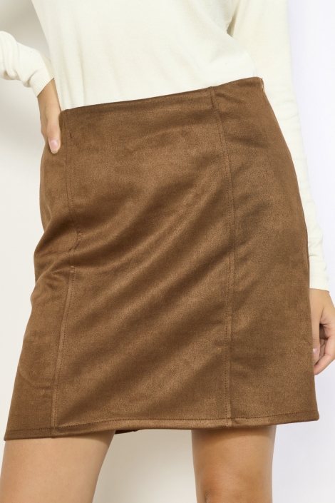 LolaLiza bruine dames rok | Model vooraanzicht