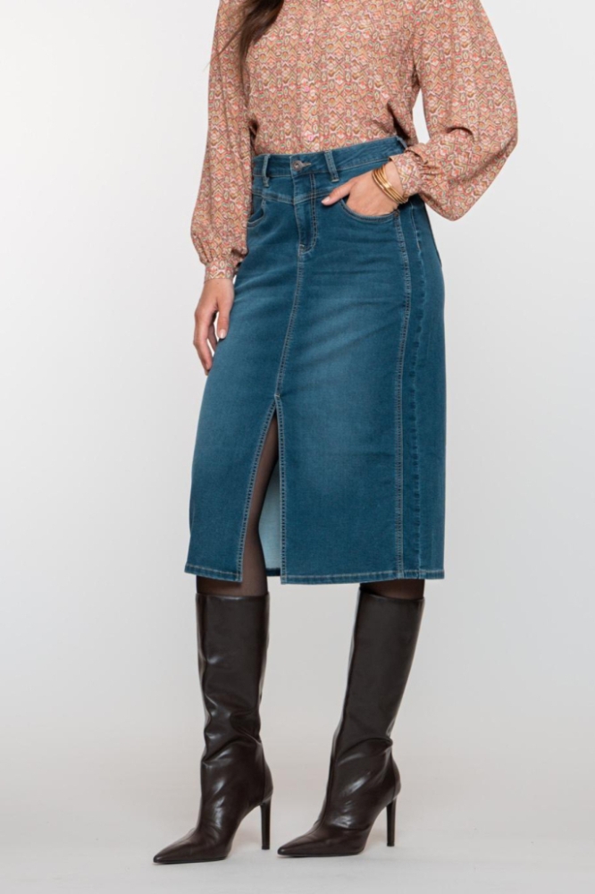 Geisha blauwe dames rok | Model vooraanzicht