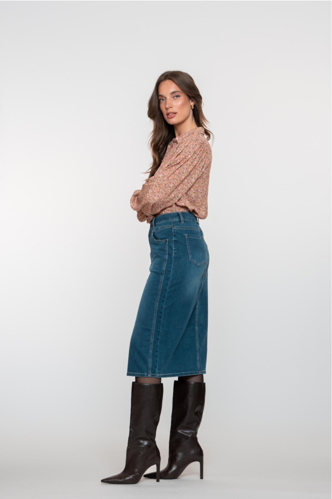Geisha blauwe dames rok | Model zijaanzicht