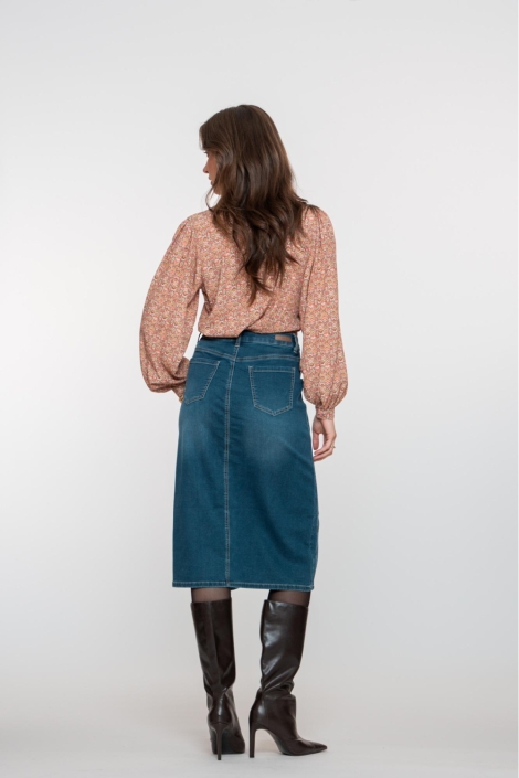 Geisha blauwe dames rok | Model achteraanzicht