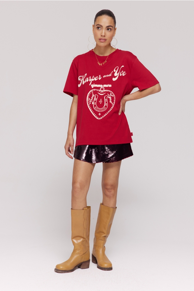 Harper & Yve bordeaux dames korte broek | Model