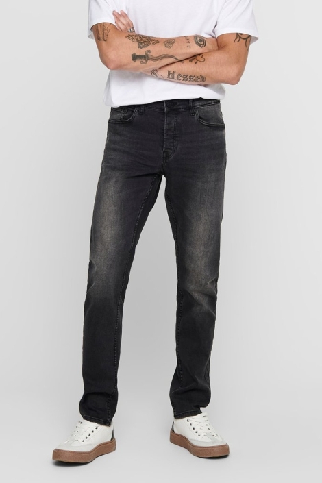 onsloom black washed dcc 0447 noos 22010447 only & sons jeans black denim