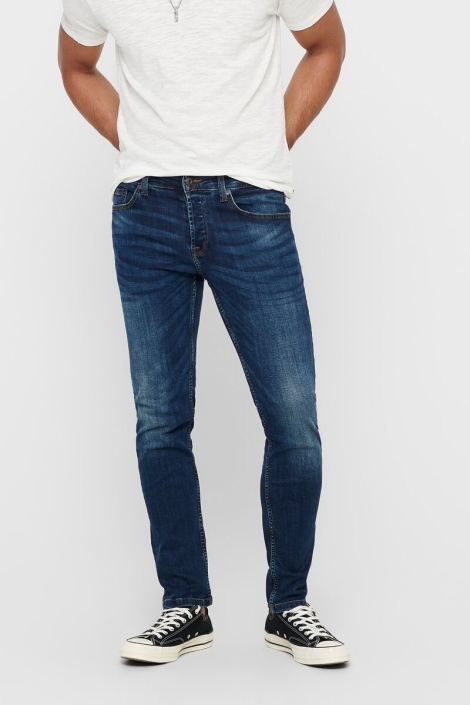 Only & Sons blauwe heren jeans | Model vooraanzicht