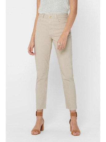Only Broek ONLEMILY  LIFE HW ST RAW CRPANK COL 15175323 Ecru