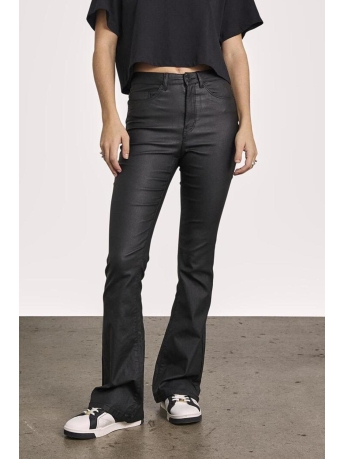 Noisy may Broek NMSALLIE HW FLARE COATED PANTS NOOS 27018425 BLACK