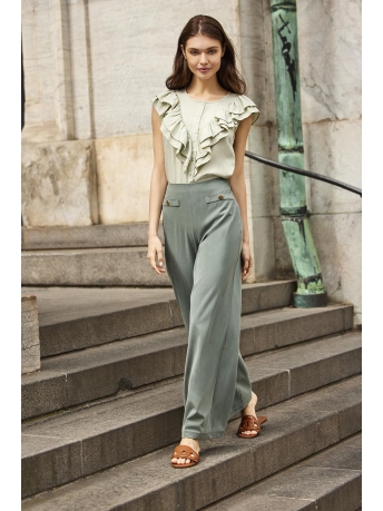 La Strada Unica Broek LSUWAVE FLARED  PANT TLR 15282354 BALSAM GREEN