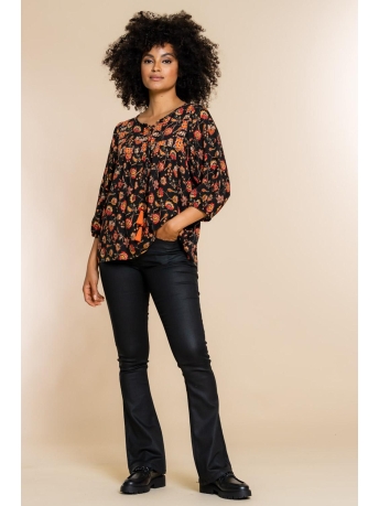 Geisha Jeans COATED FLARED DENIM JEANS 21508 10 Black