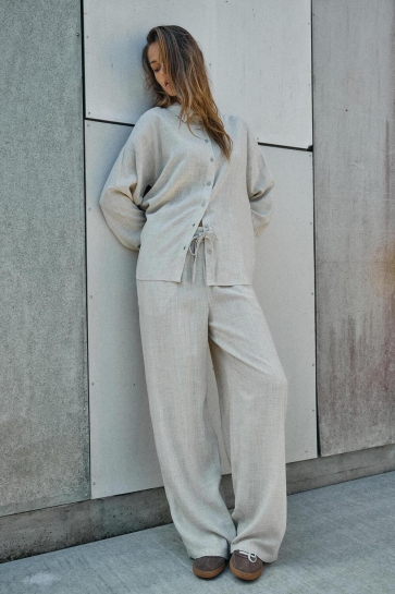Noisy may Broek NMLEILANI NW LOOSE PANTS NOOS 27026323 NATUREL