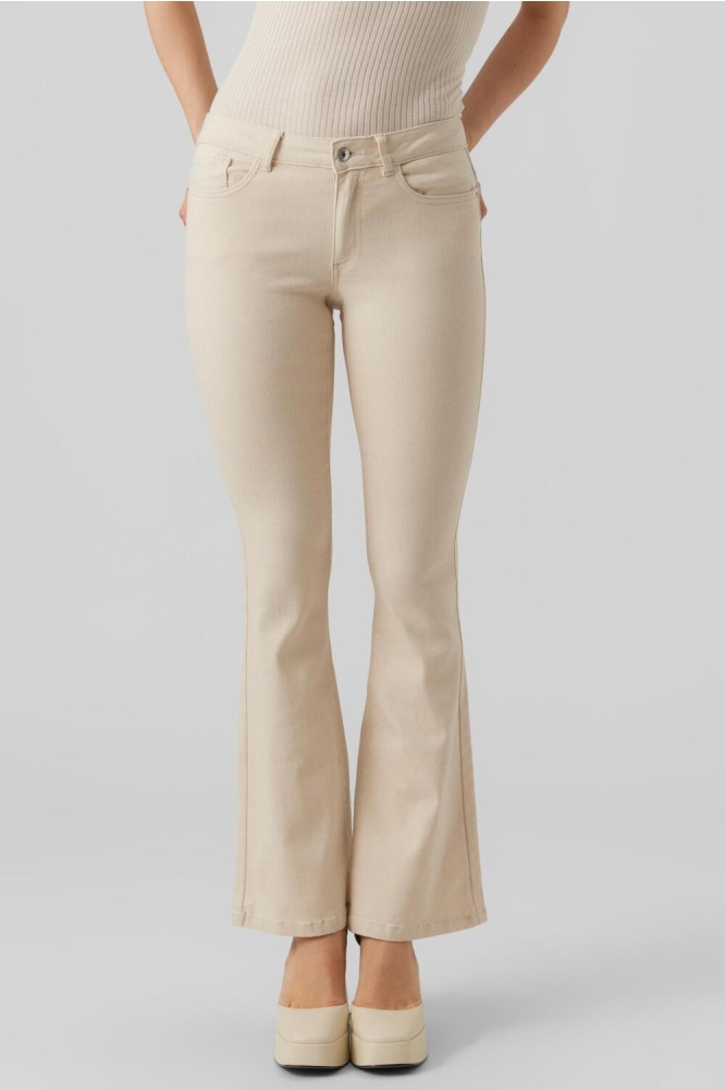 VMSCARLET MR SKINNY FLARED JEANS ECRU 10287900 Ecru