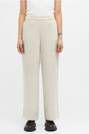 Object Broek OBJSANNE ALINE WIDE PANT NOOS 23040671 Sandshell