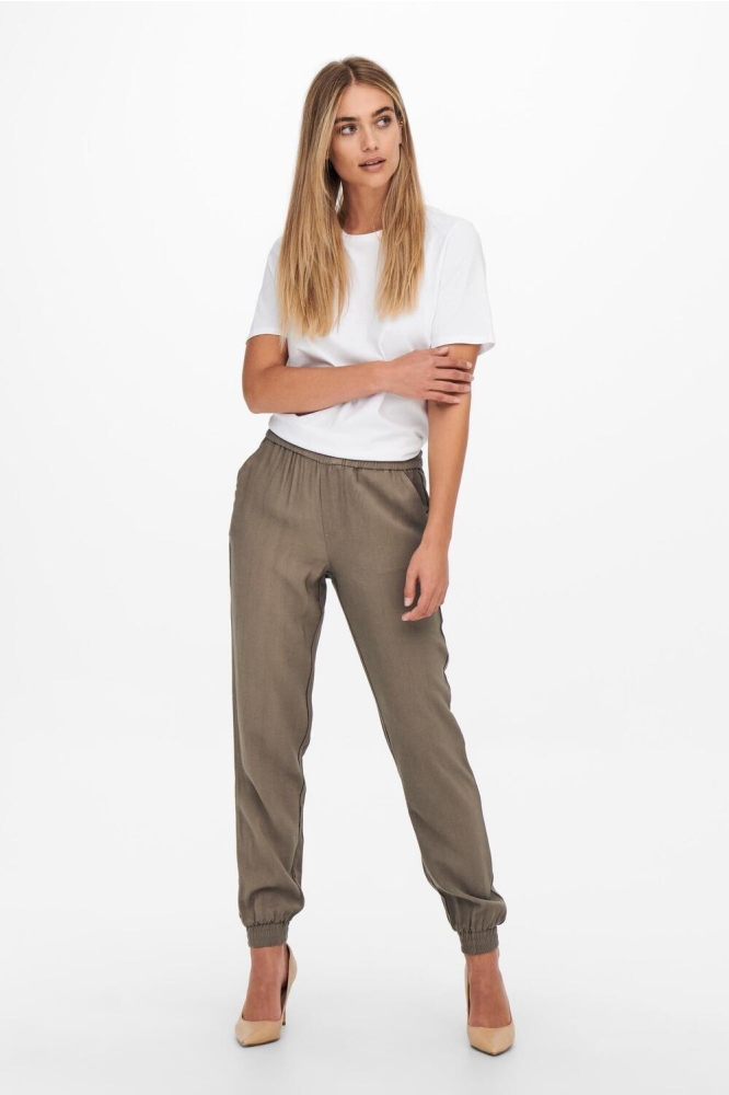 ONLKELDA-EMERY MW PULL-UP PANTS PNT 15203946 WALNUT