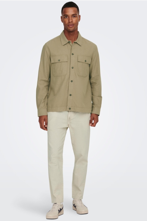 Only & Sons beige heren broek | Model vooraanzicht