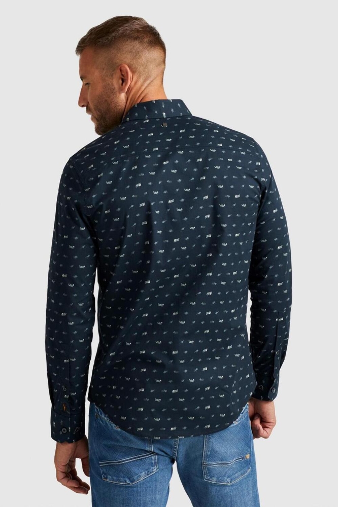 PME legend blauwe heren overhemd | Model achteraanzicht
