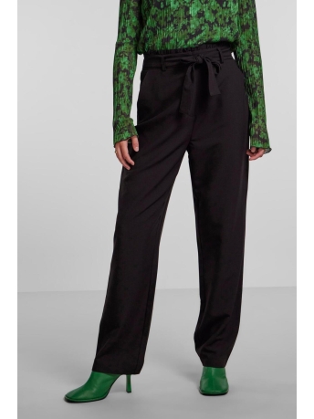 Pieces Broek PCBOSELLA HW PAPERBAG STRAIGHT PANT 17133543 Black