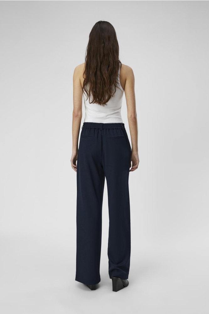 Object blauwe dames broek | Model achteraanzicht
