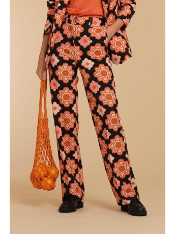 Geisha Broek PANTALON MET RETRO PRINT 41113 32 Orange/Pink/Black