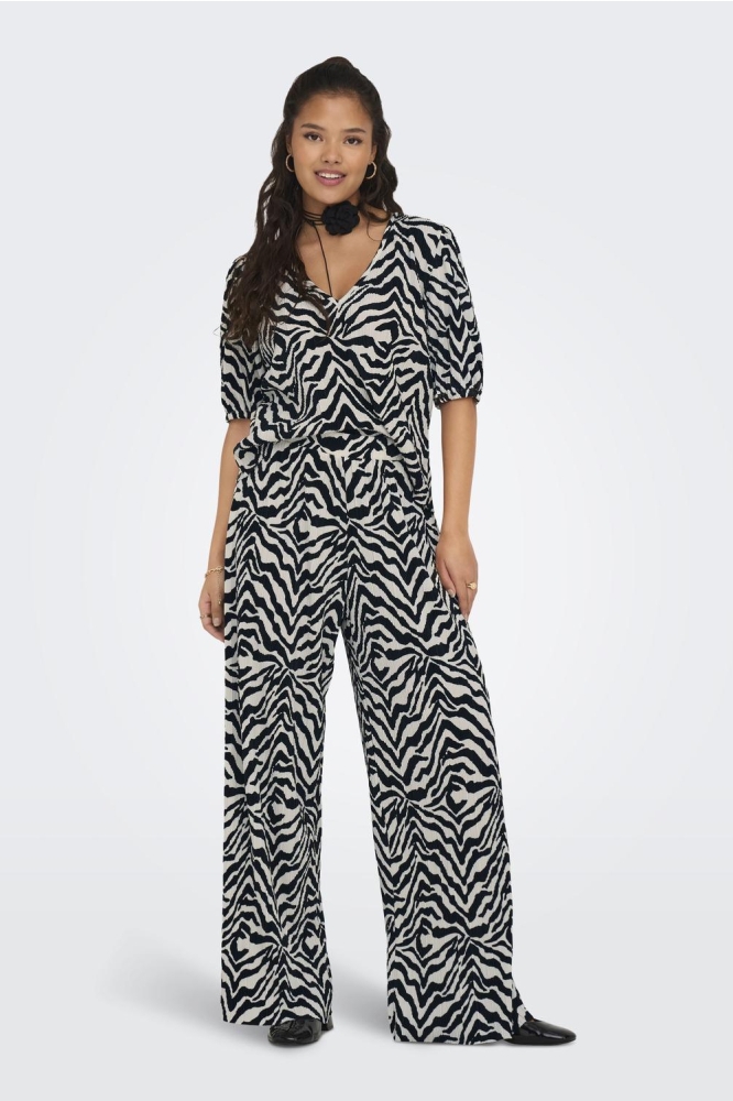 jdybravo plisse pant jrs atk 15317551 jacqueline de yong broek eggnog black zebra