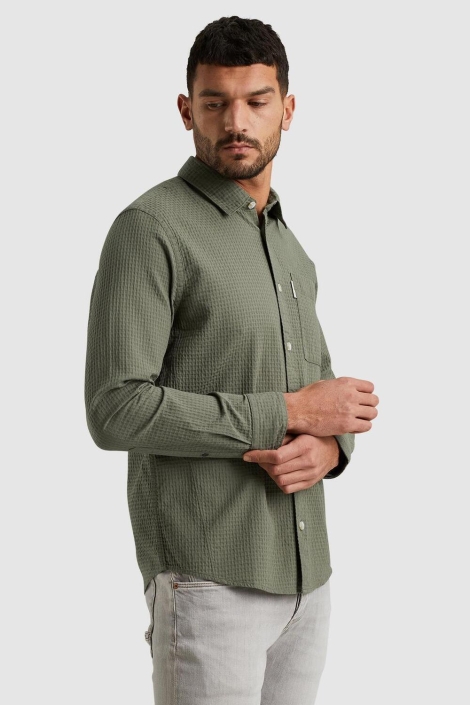 Cast Iron groene heren overhemd | Model vooraanzicht
